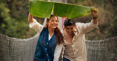Prakash Saput and Parikshya Limbu in a scene from the Naulakh Tara song, Soltinee movie.