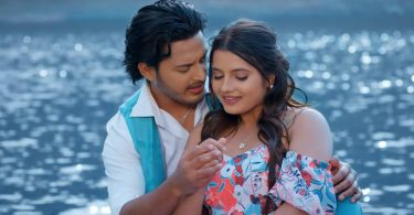 Lead actors Prabhat Pal and Smarika Dhakal in a romantic scene from the ‘Mero Priyatam’ song of the Nepali movie Muglan.